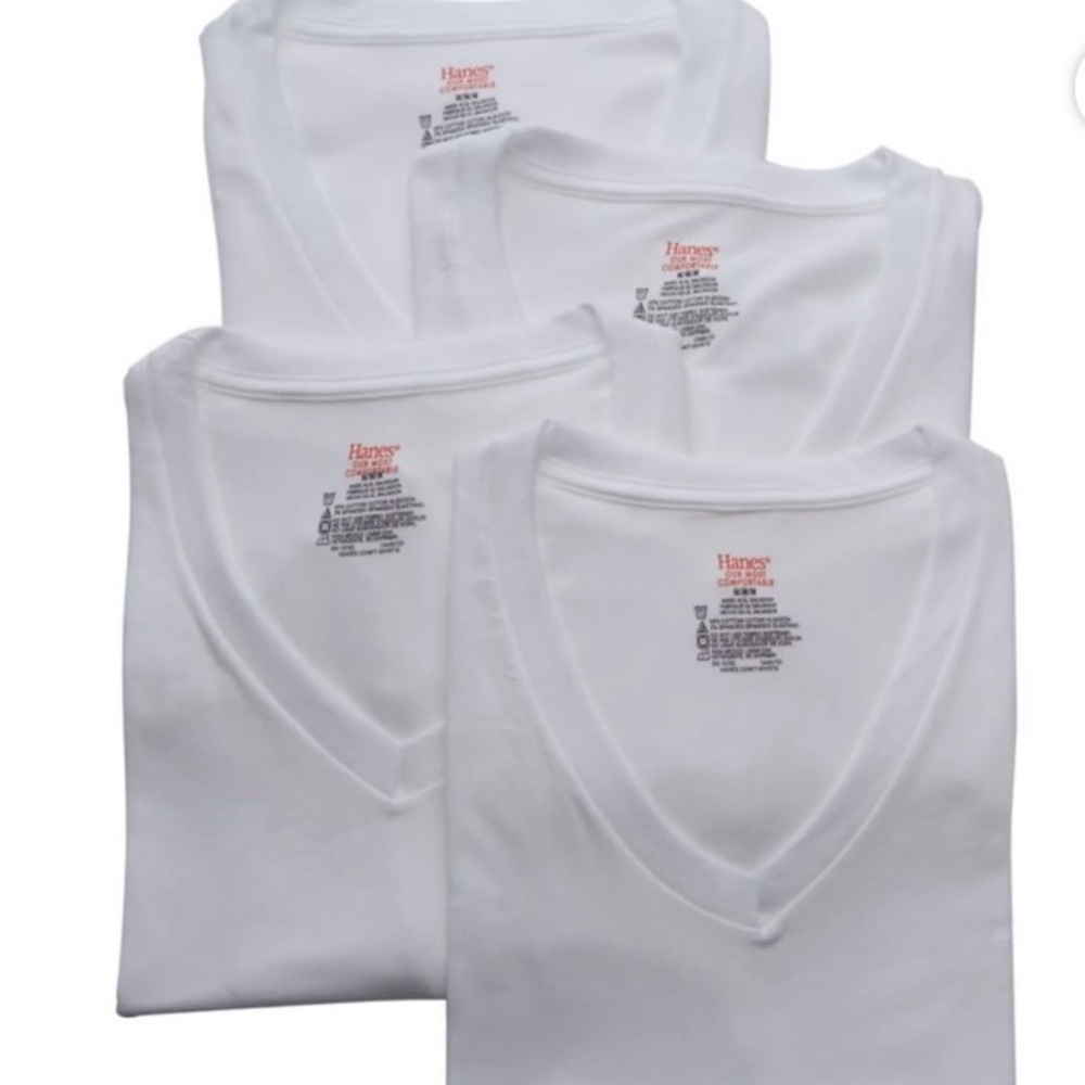Hanes White V-Neck T-Shirts Set